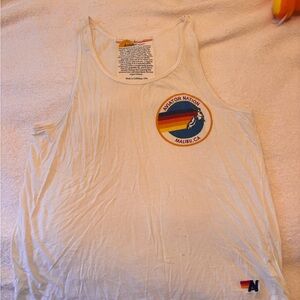 Aviator Nation White Tank with Colorful Logo
